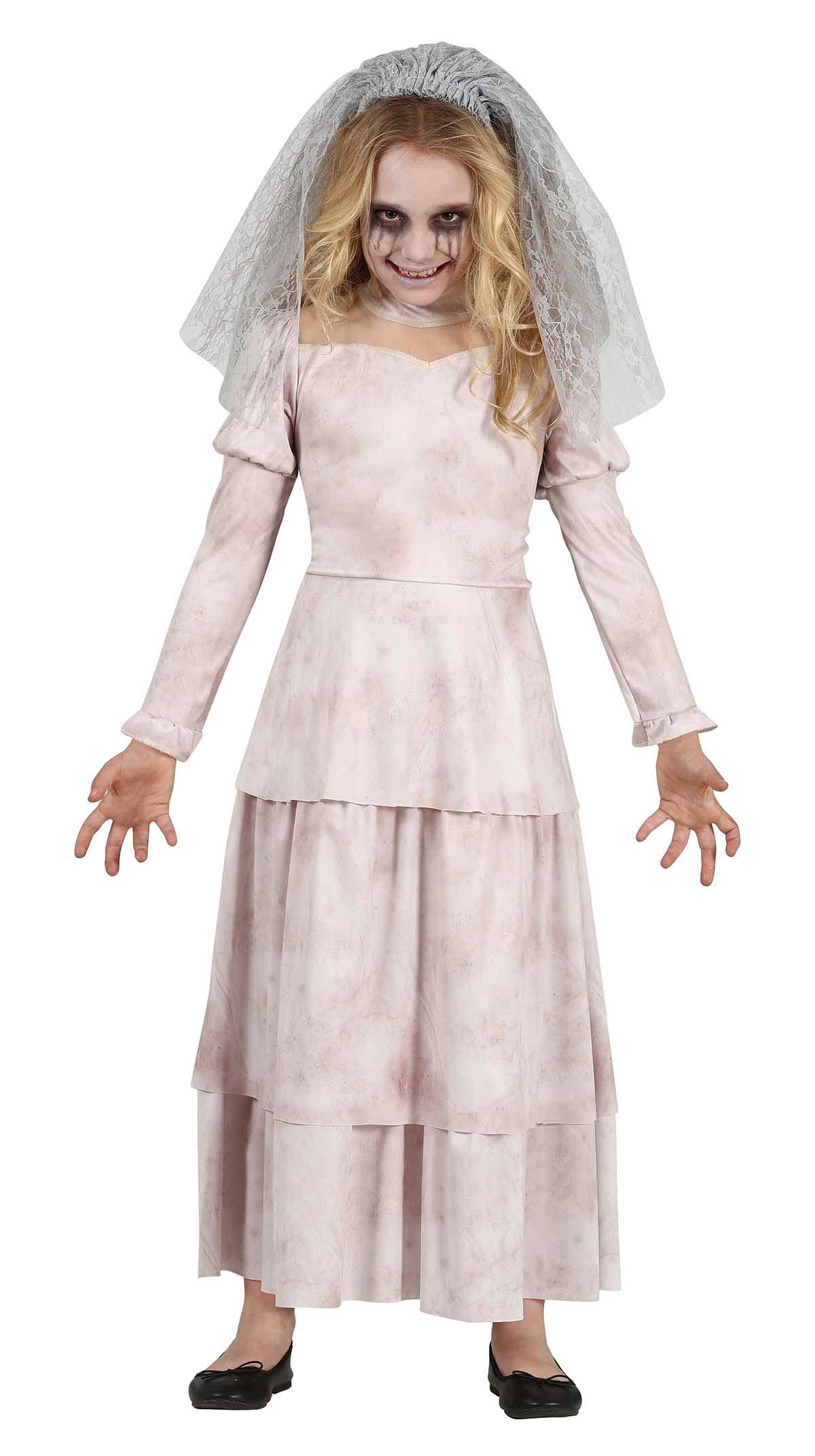 GP77695 – Gespenst Halloween Kostüm Schleier Spuk – Größe: 140/146 – Farbe: Weiß