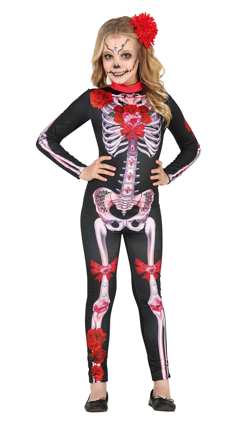 Catrina Overall für Mädchen mit Rosen Skelett