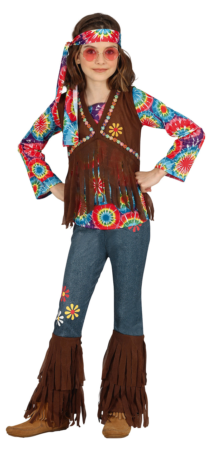 Hippie Kostüm für Mädchen mit Fransenweste
