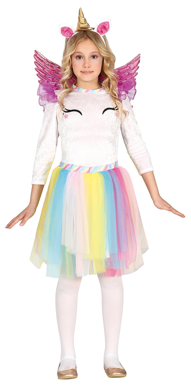 Regenbogen Einhorn Kostüm für Mädchen mit Flügeln