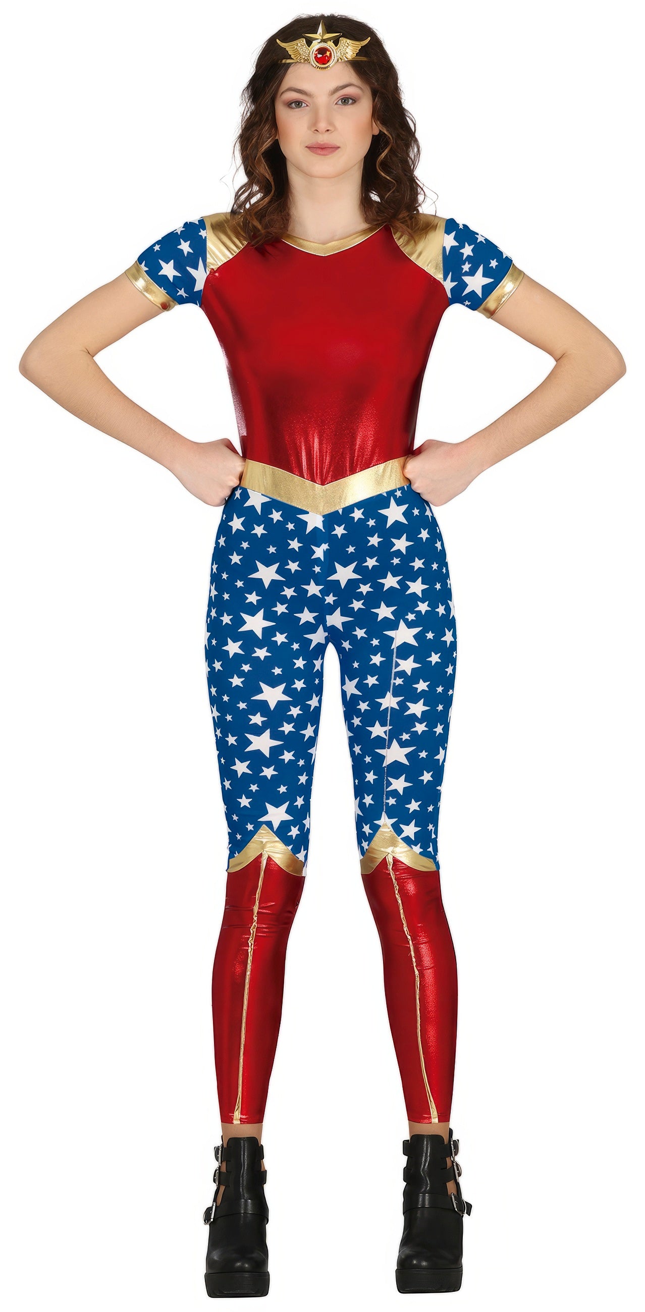GP79727 – Superhelden Power Jumpsuit Sternen – Größe: 14 - 16 Jahre – Farbe: Rot