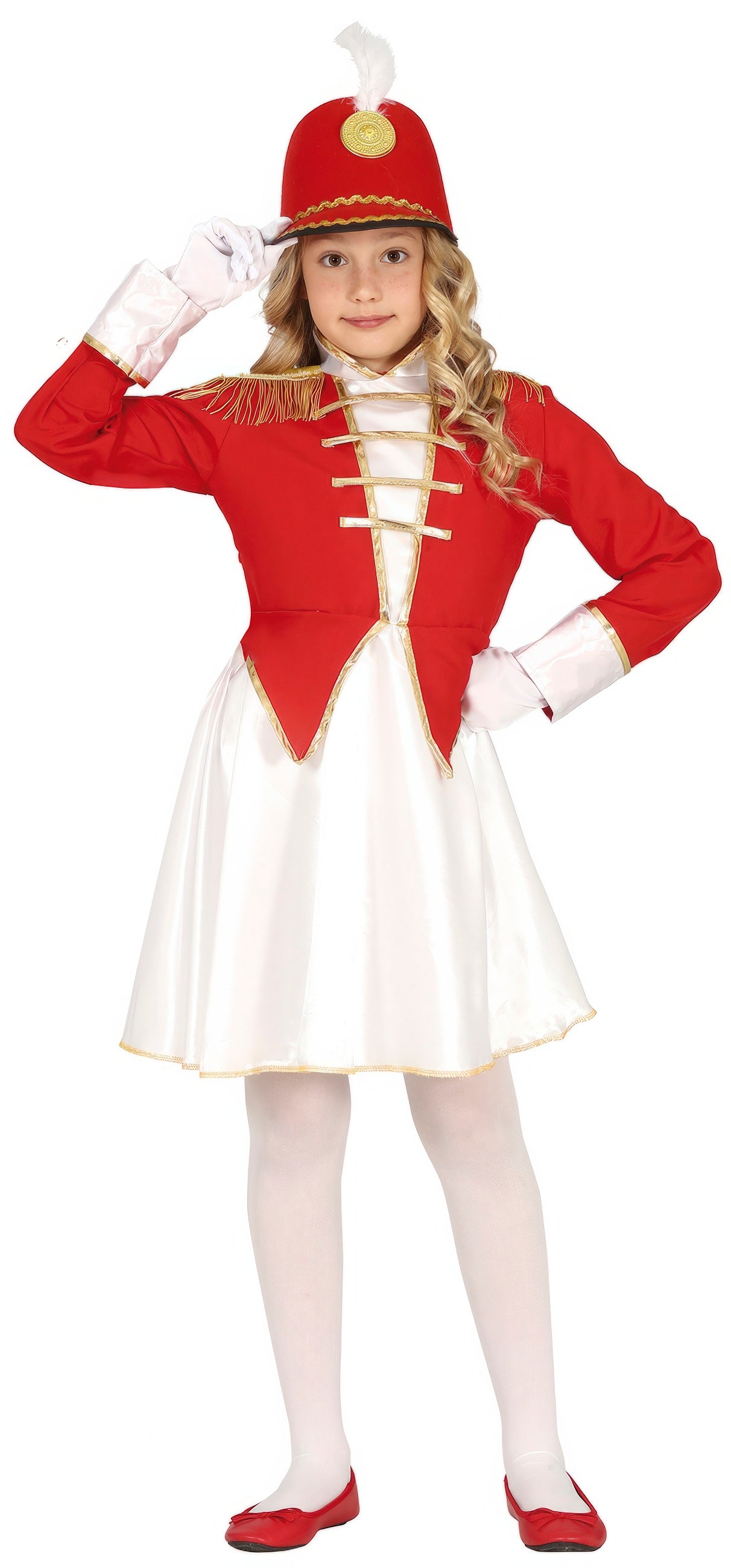 GP77833 – Majorette Karnevalskostüm Rot Gold – Größe: 128/134 – Farbe: Rot
