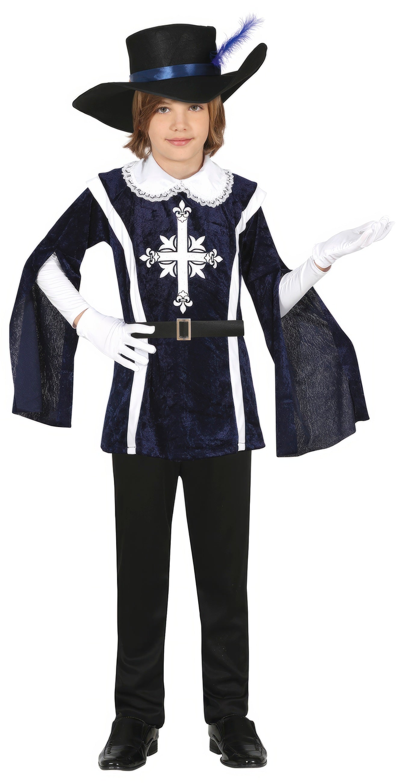 GP77837 – Musketier Abenteuer Kinderkostüm Fasching – Größe: 98/104 – Farbe: Schwarz