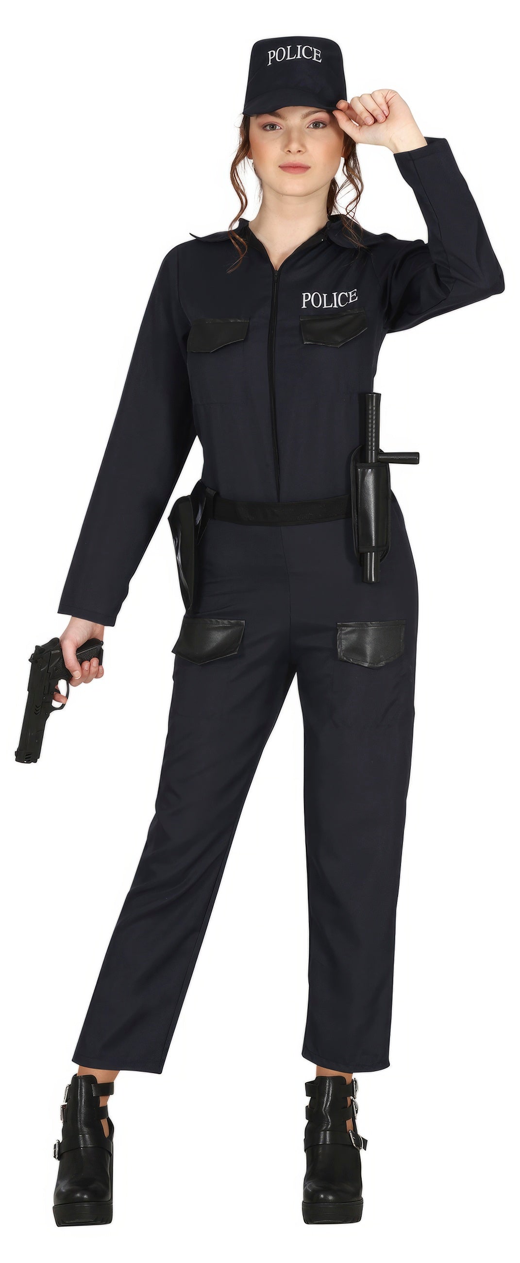 GP86687 – Polizei Karnevalsoutfit Hut Overall – Größe: 14 - 16 Jahre – Farbe: Schwarz