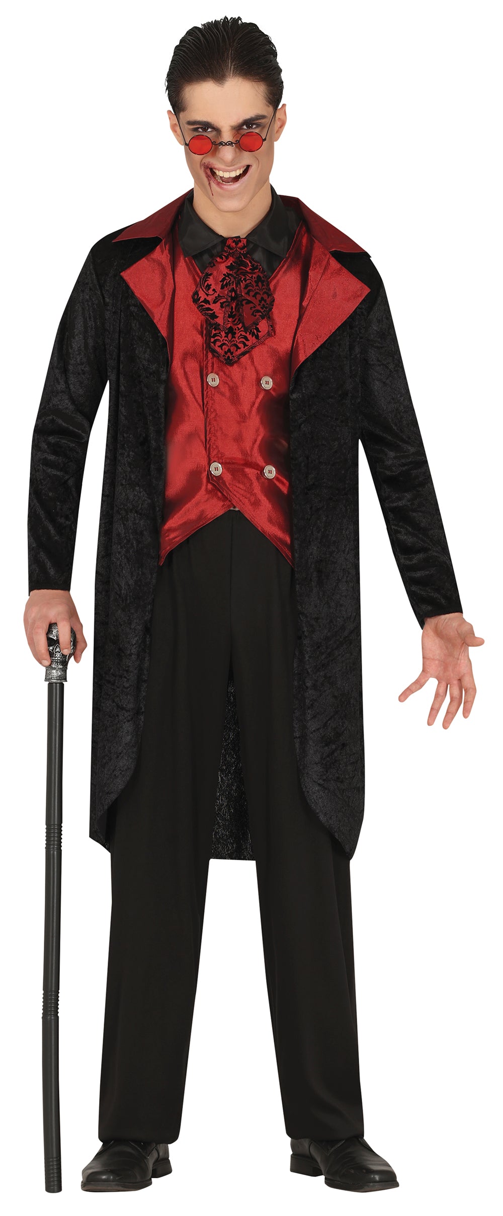 GP79479 – Vampir Halloween Mantel Eleganter Graf – Größe: 14 - 16 Jahre – Farbe: Schwarz