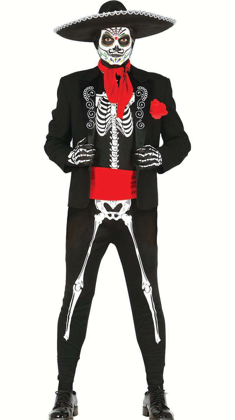GP84297 – Skelett Mexikanischer Dia De Halloween – Größe: 14 - 16 Jahre – Farbe: Schwarz