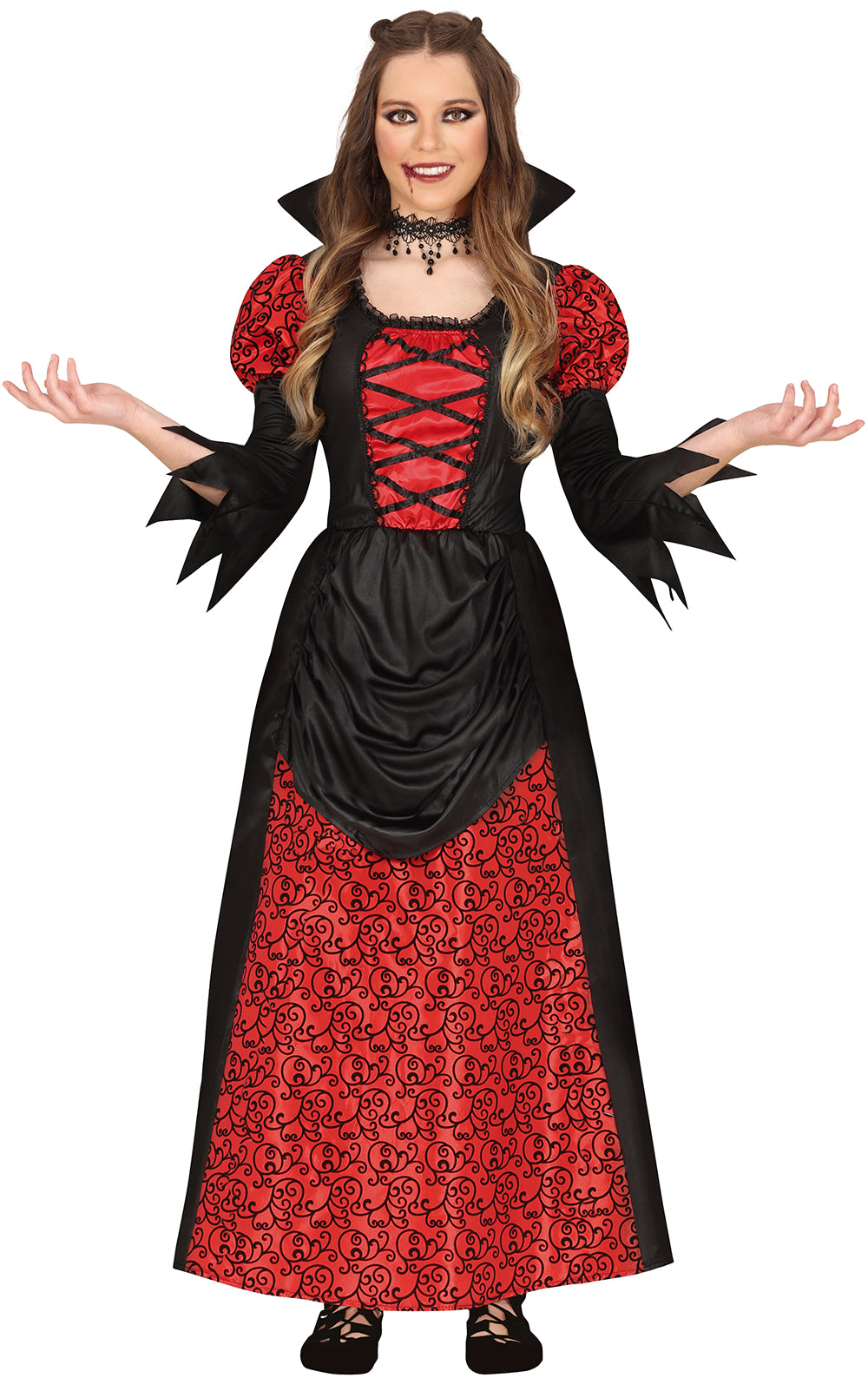 GP88052 – Vampir Halloween Gräfin Kostüm – Größe: 14 - 16 Jahre – Farbe: Rot