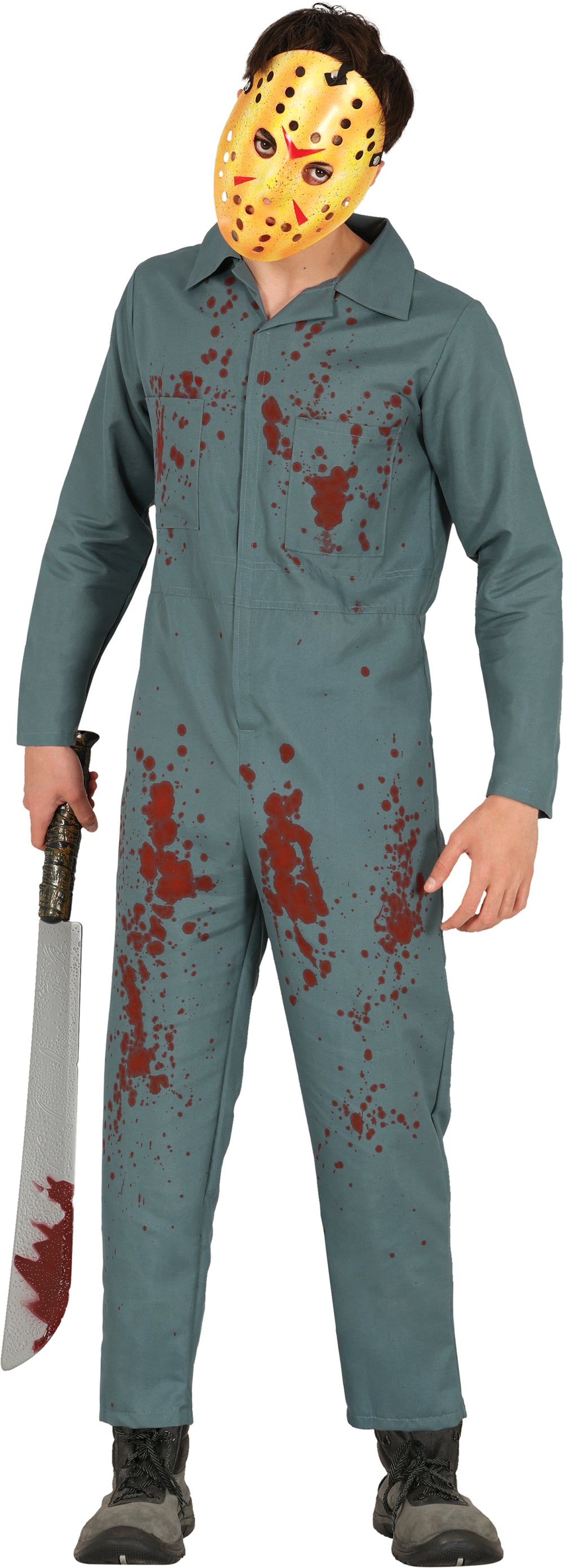 GP88336 – Halloween Psycho Maske Blutige Horror – Größe: 14 - 16 Jahre – Farbe: Grau