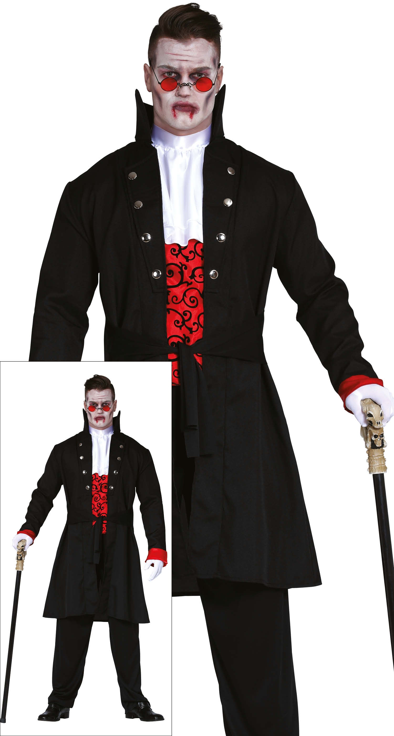 GP88359 – Vampir Graf Halloween Kostüm Mantel – Größe: 14 - 16 Jahre – Farbe: Schwarz