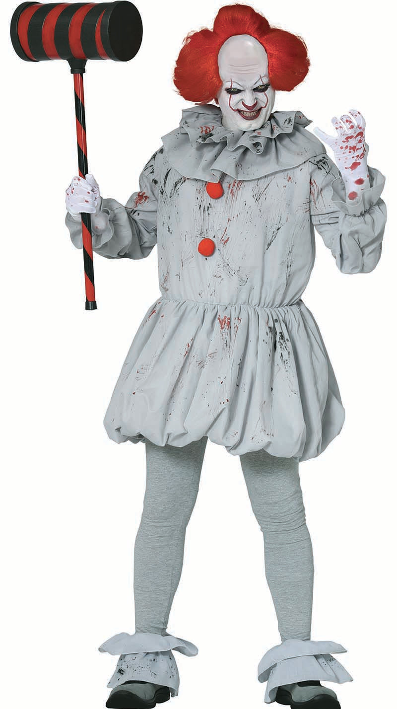 Horrorclown Kostüm für Herren grau