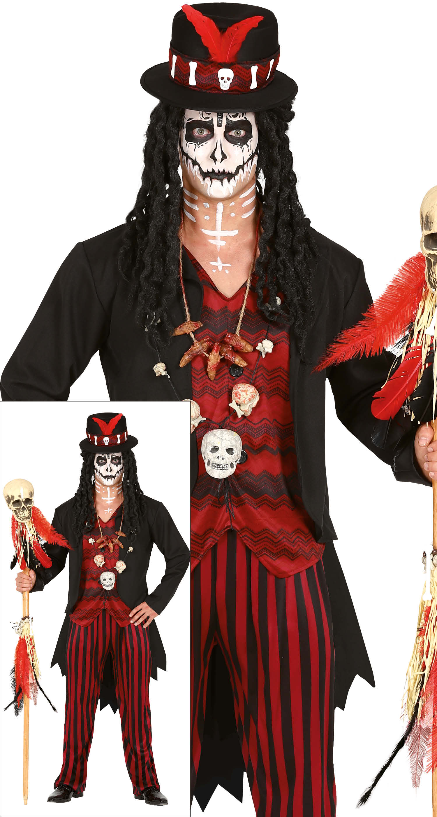 GP88700 – Voodoo Schamane Halloween Kostüm – Größe: 14 - 16 Jahre – Farbe: Schwarz