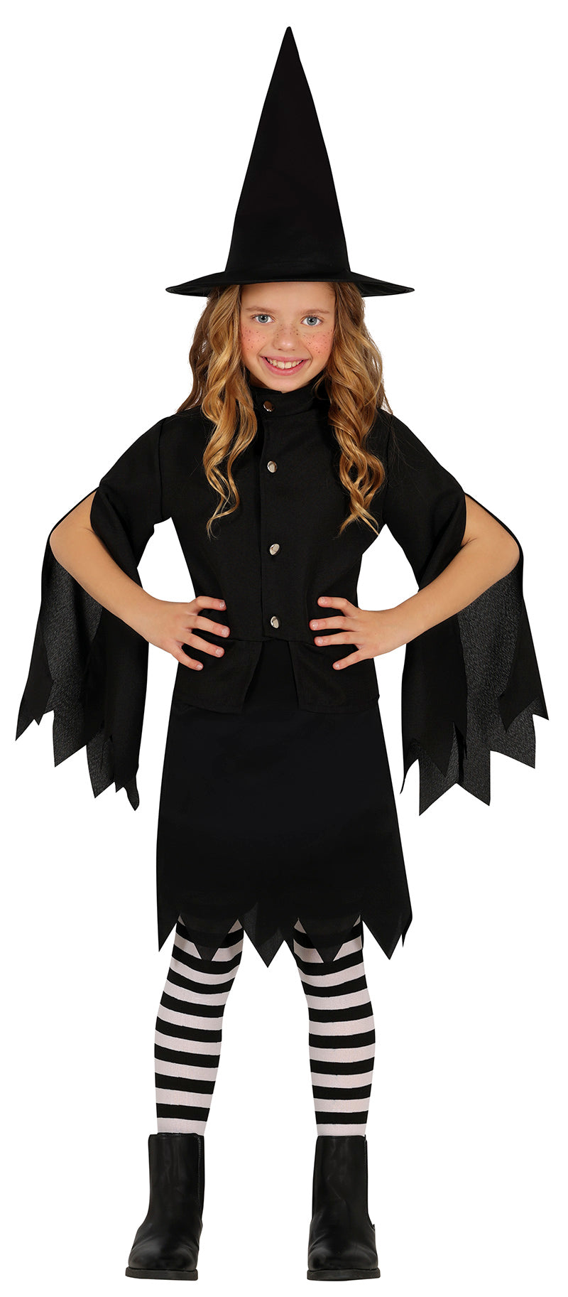 GP78011 – Hexe Kostüm Halloween Zauberin Magisch – Größe: 98/104 – Farbe: Schwarz