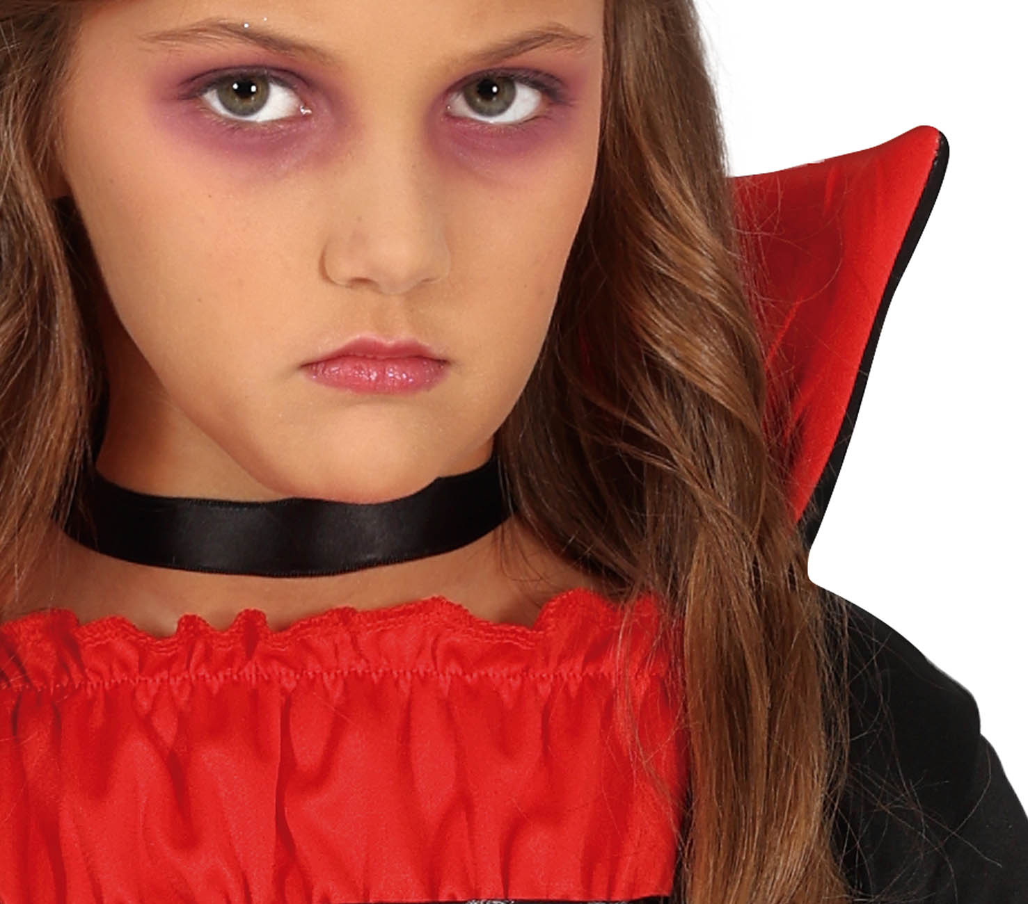 GP78015 – Vampir Halloween Kleid Kinderkostüm – Größe: 98/104, 110/116, 128/134, 140/146 – Farbe: Rot