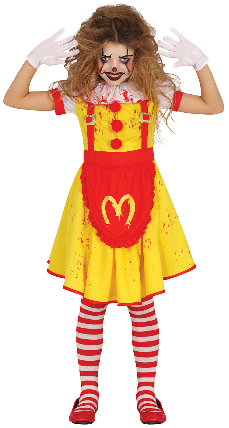 GP78019 – Halloween Clown Kostüm Kinder Bunter Gruselspaß – Größe: 110/116, 128/134, 140/146, 98/104 – Farbe: Gelb