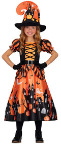 Hexe Halloween Zauberkleid Kürbisse