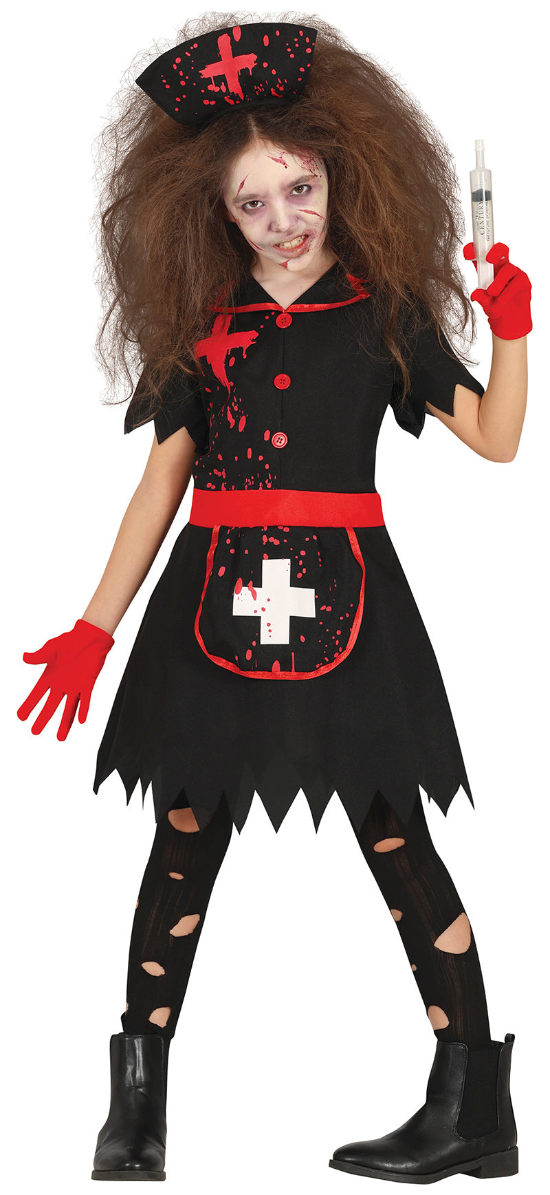 GP78053 – Halloween Krankenschwester Unheimlich Blutige – Größe: 110/116, 128/134, 140/146 – Farbe: Rot