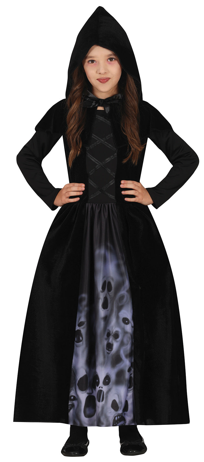GP78064 – Halloween Hexe Zauberin Mantel Kostüm – Größe: 128/134 – Farbe: Schwarz