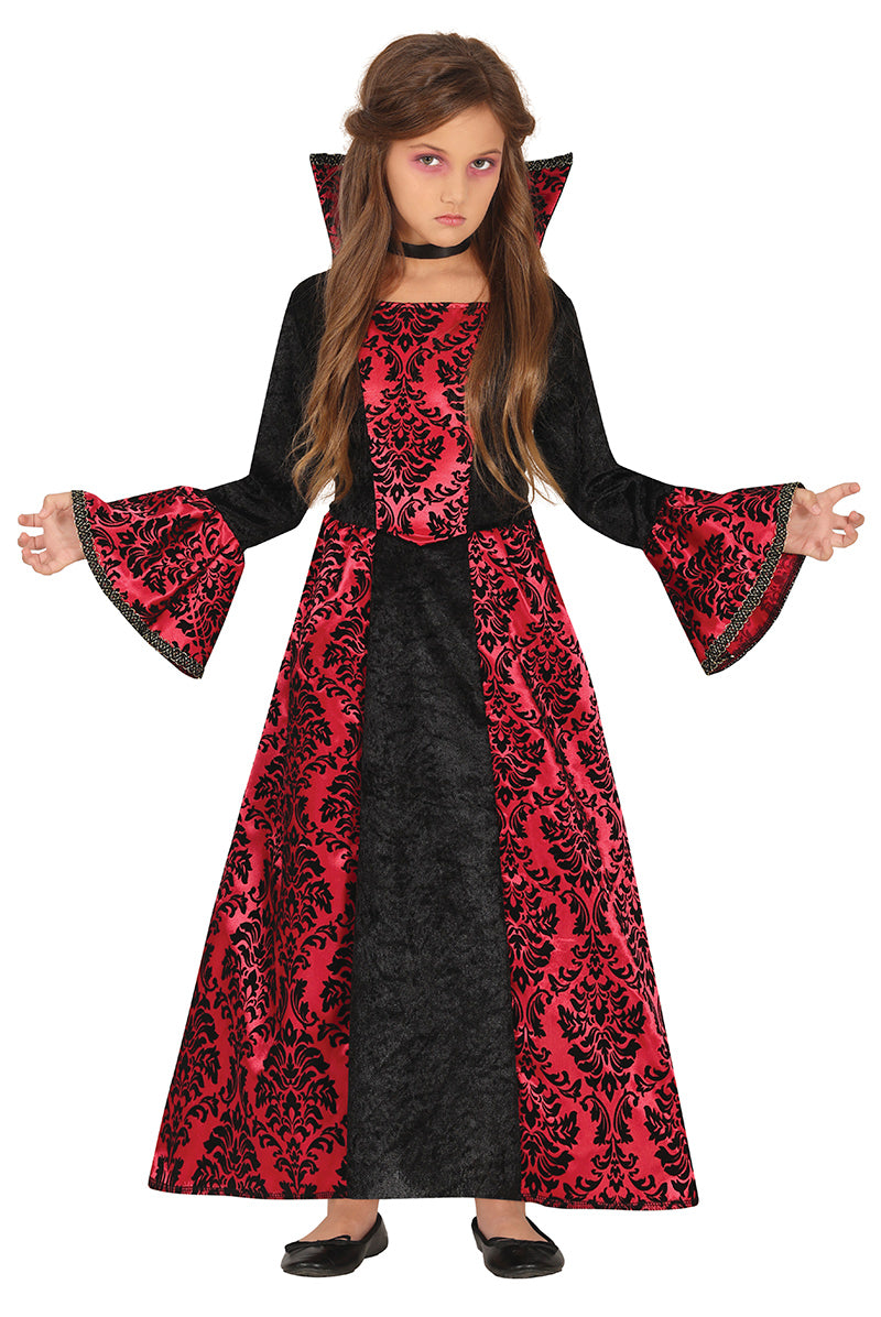 GP78073 – Vampir Halloween Kinderkostüm Rotes Schwarz – Größe: 128/134 – Farbe: Schwarz