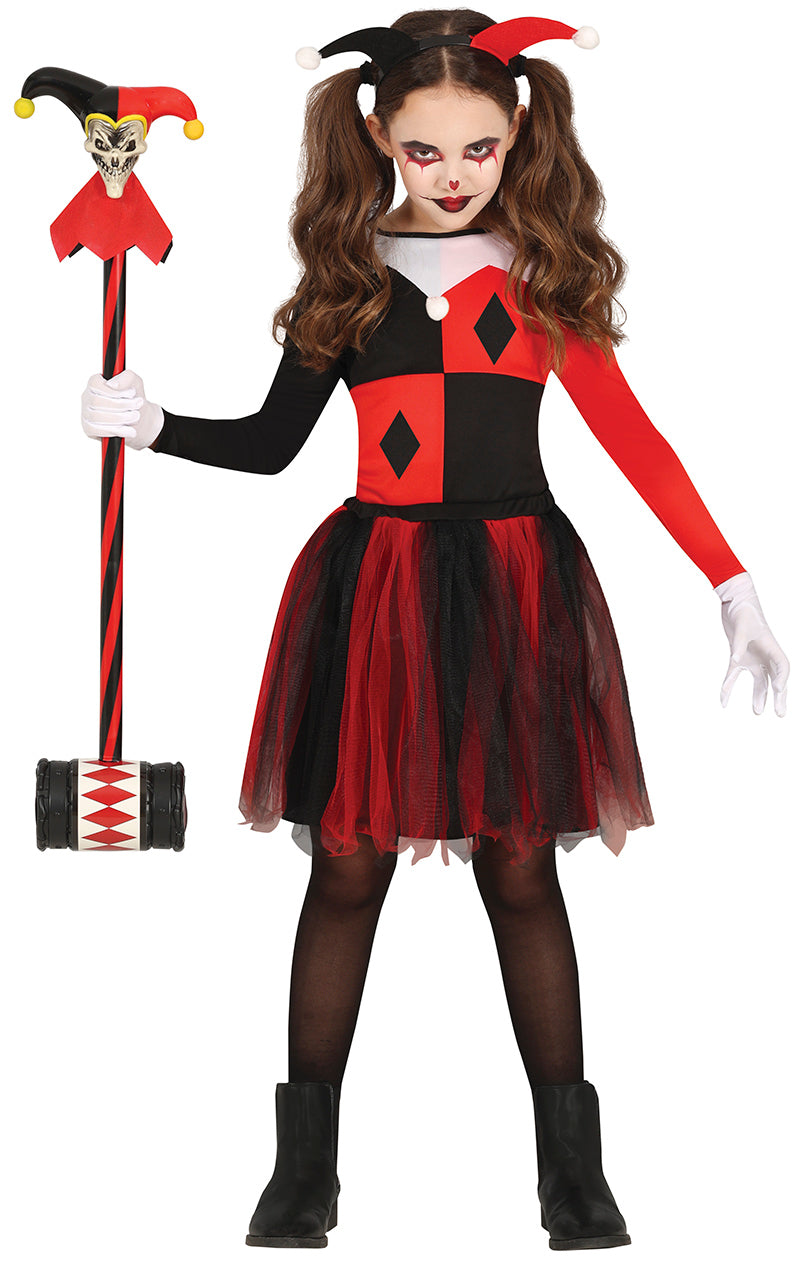 Harlekin Kostüm für Mädchen rot schwarz