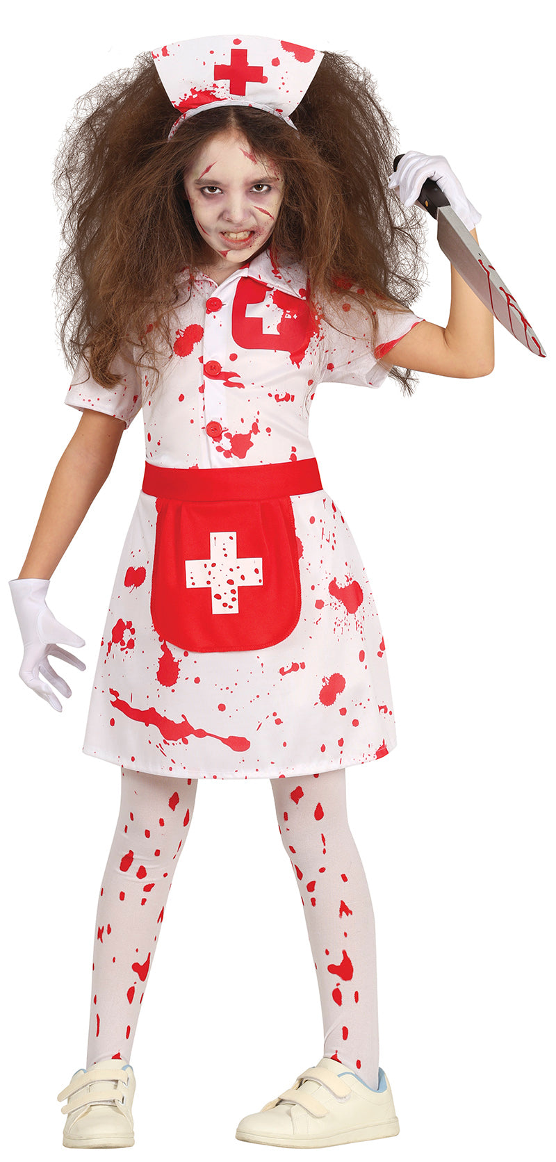 GP78096 – Zombie Krankenschwester Halloween Kostüm – Größe: 110/116, 128/134, 140/146, 98/104 – Farbe: Weiß