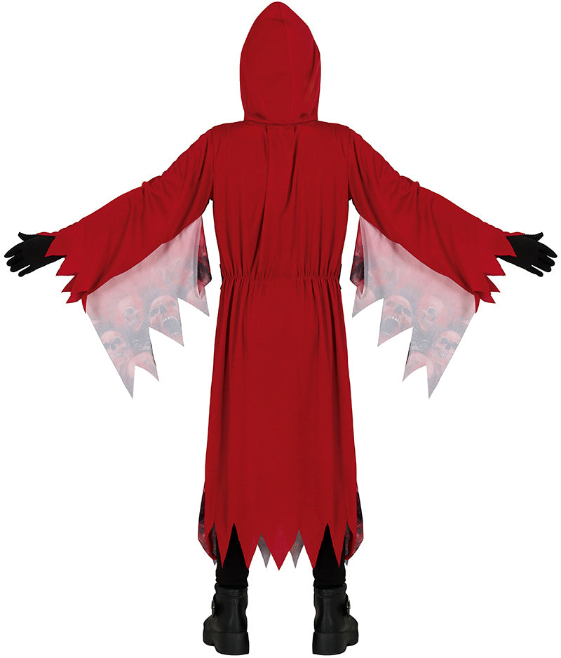 GP78136 – Halloween Dämonen Kostüm Kapuzenumhang – Größe: 110/116, 128/134, 140/146 – Farbe: Rot, Ansicht 2