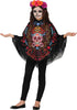 GP78150 – Totenkopf Poncho Halloween Bunter – Größe: 128/134 – Farbe: Schwarz