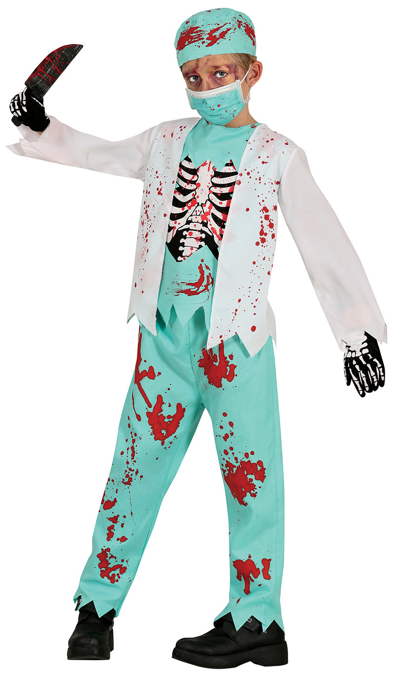 GP78158 – Zombie Arzt Skelett Halloween Kostüm – Größe: 98/104 – Farbe: Blau