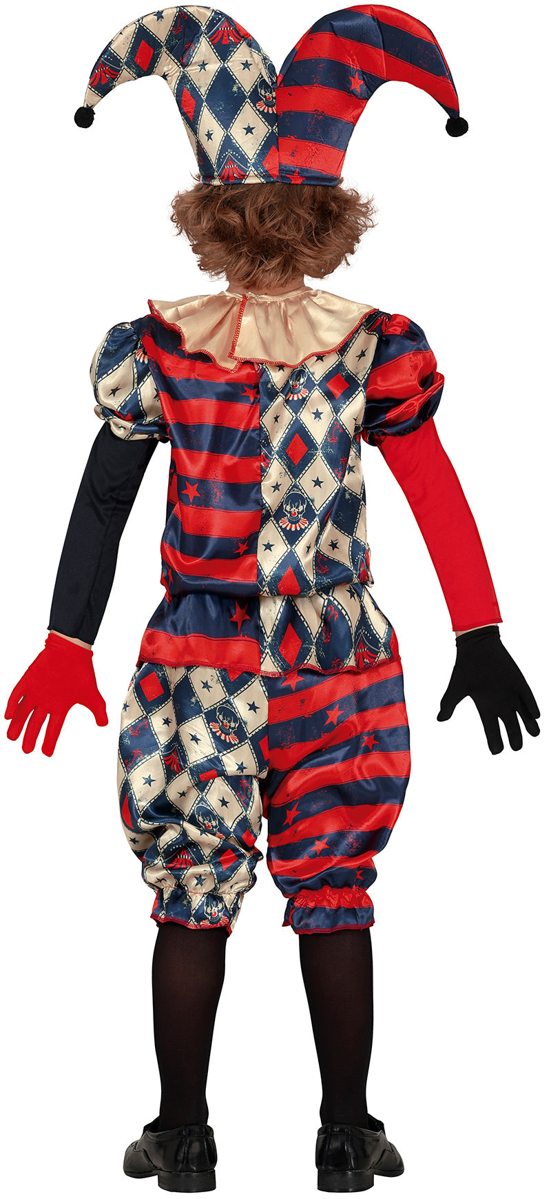 GP78129 – Clown Harlekin Kostüm Halloween – Größe: 140/146 – Farbe: Schwarz