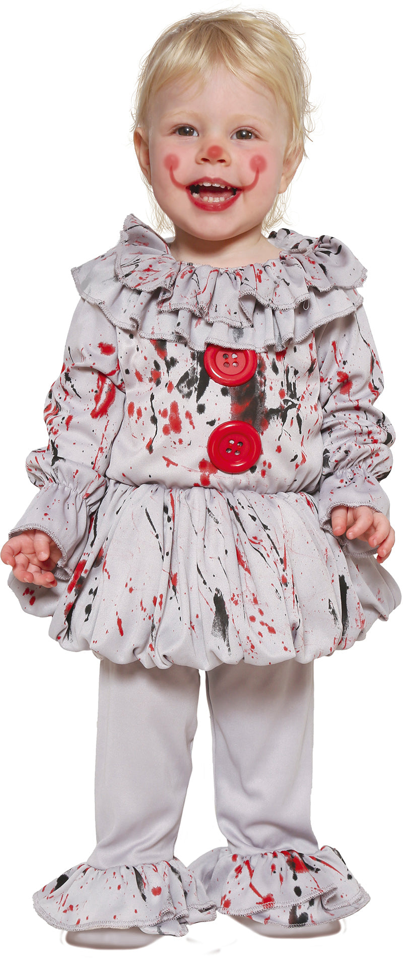 GP76032 – Halloween Clown Kostüm Baby Gruselige – Größe: 92/98 – Farbe: Grau