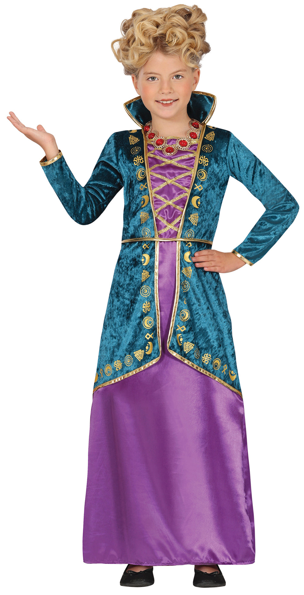 GP78232 – Hexe Halloween Kostüm Magisches Gewand – Größe: 98/104, 110/116, 128/134, 140/146 – Farbe: Grün