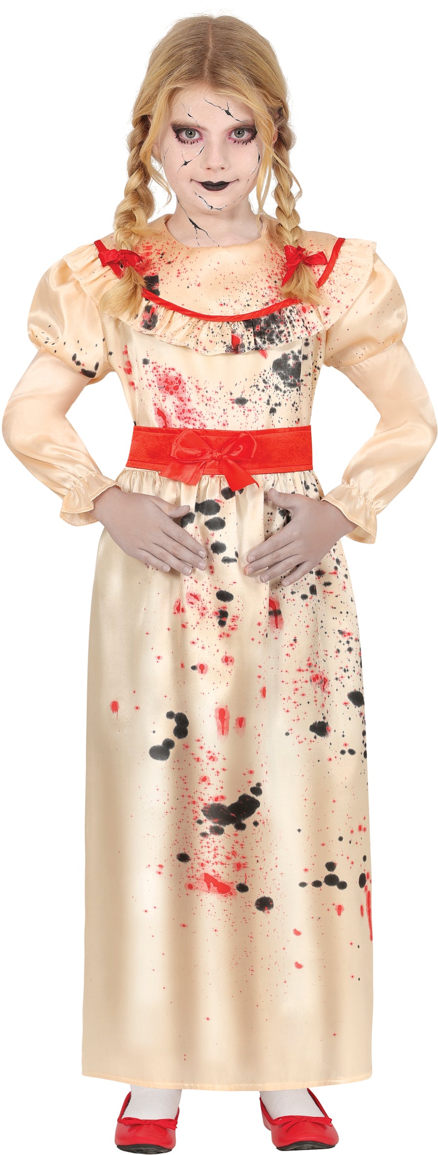 Horrorpuppe Kostüm für Mädchen beige