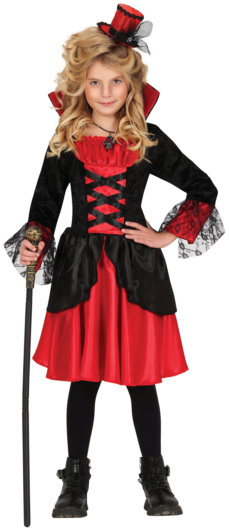Vampir Kostüm für Mädchen mit Stehkragen