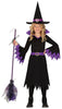 GP78257 – Hexen Halloween Kleid Lila Schwarz Hut – Größe: 98/104, 110/116, 128/134, 140/146 – Farbe: Schwarz