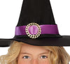 GP78257 – Hexen Halloween Kleid Lila Schwarz Hut – Größe: 98/104, 110/116, 128/134, 140/146 – Farbe: Schwarz