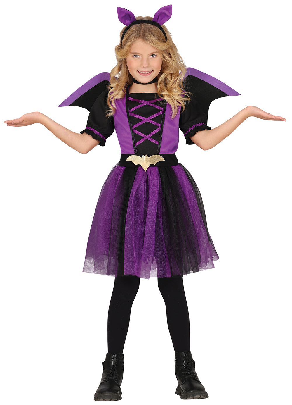 GP78275 – Fledermaus Halloween Kostüm Lila Flügel – Größe: 98/104, 110/116, 128/134, 140/146 – Farbe: Lila
