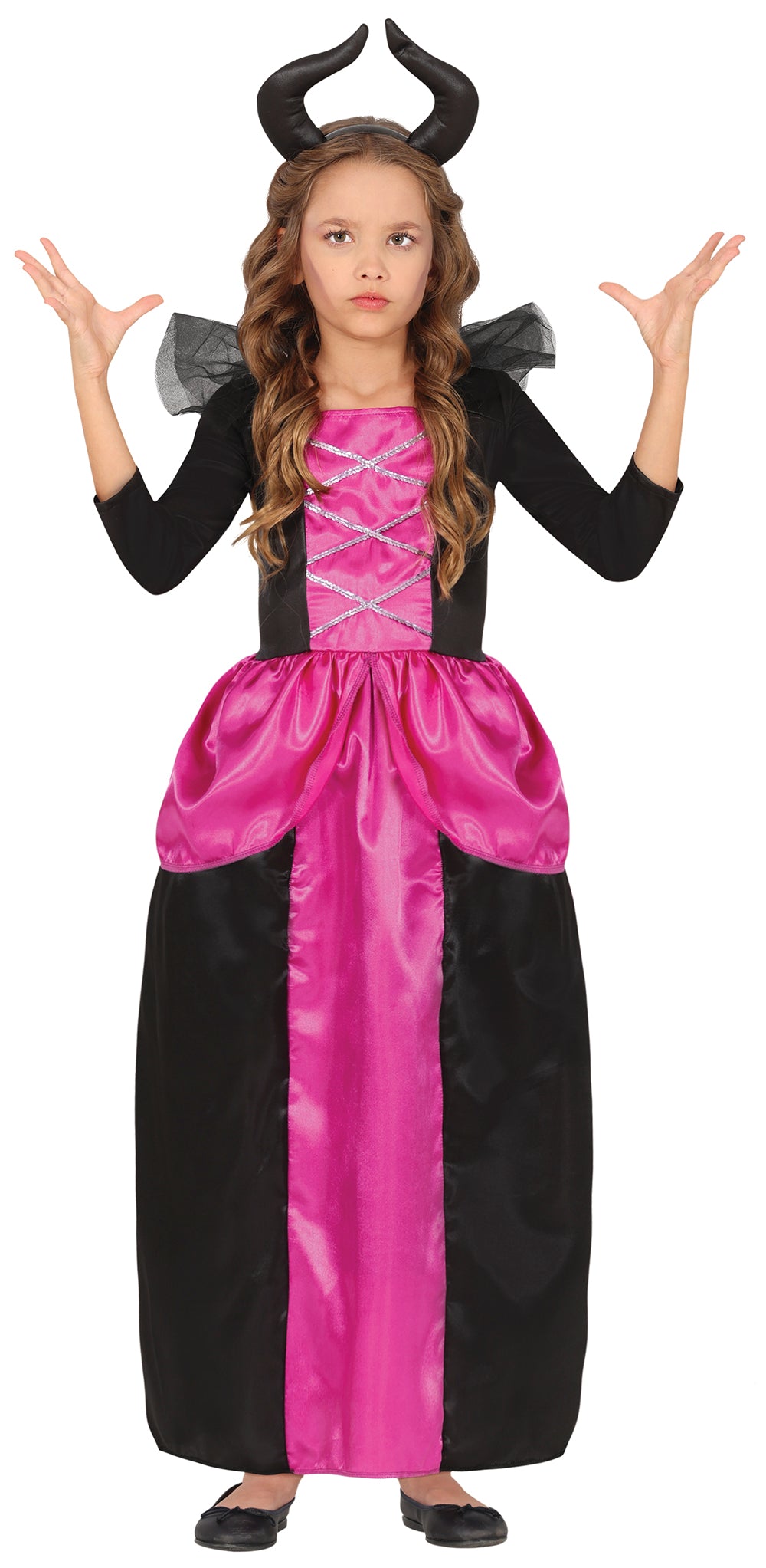 GP78282 – Märchenkönigin Kleid Pink Schwarz – Größe: 98/104, 110/116, 128/134, 140/146 – Farbe: Lila