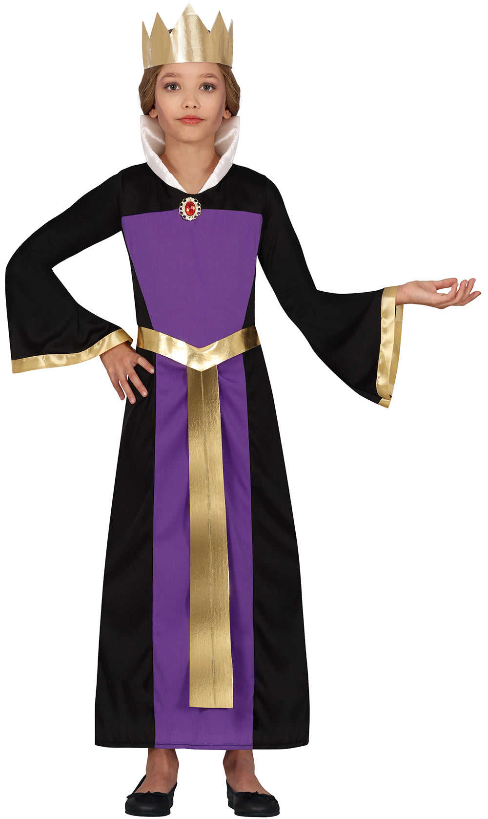 GP78296 – Märchenkönigin Halloween Kostüm Lila Gold – Größe: 98/104, 110/116, 128/134, 140/146 – Farbe: Lila