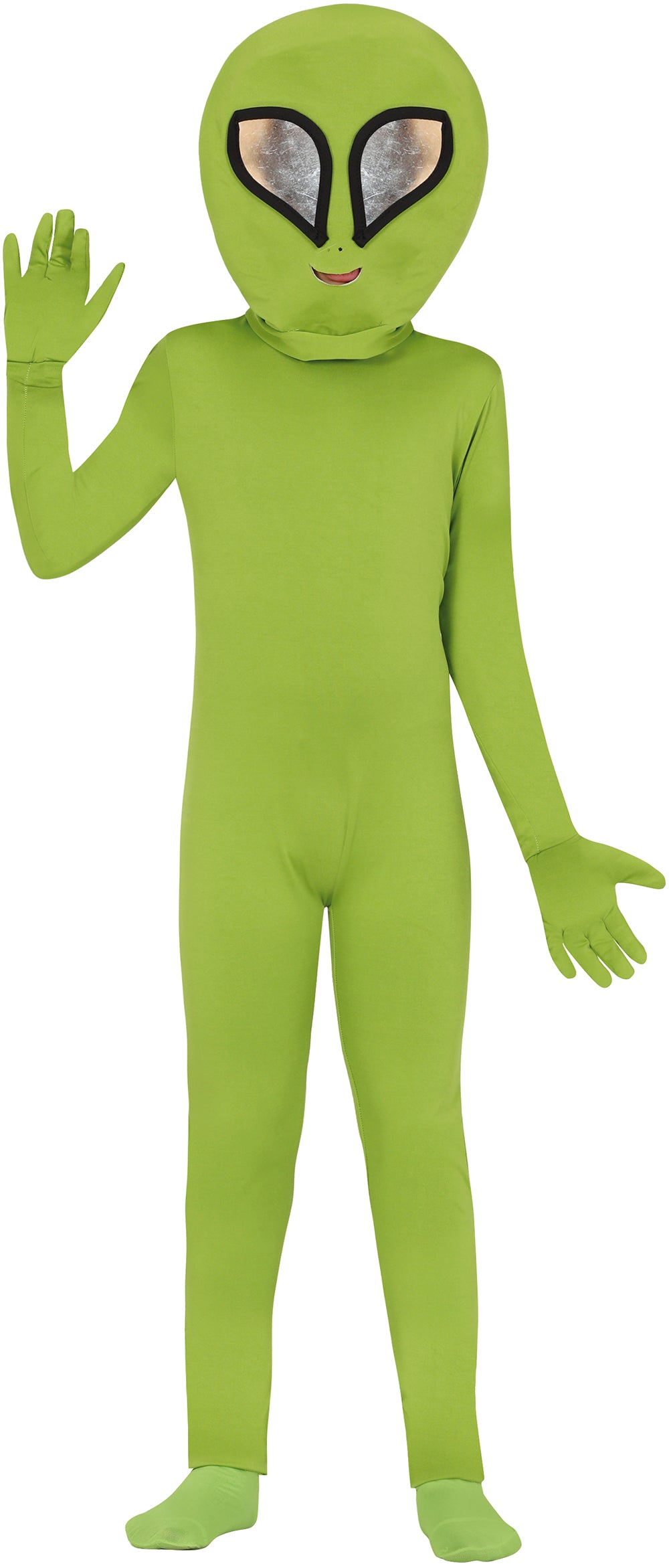 GP78300 – Alien Superheld Kostüm Grün Kapuze – Größe: 110/116, 128/134, 140/146 – Farbe: Grün