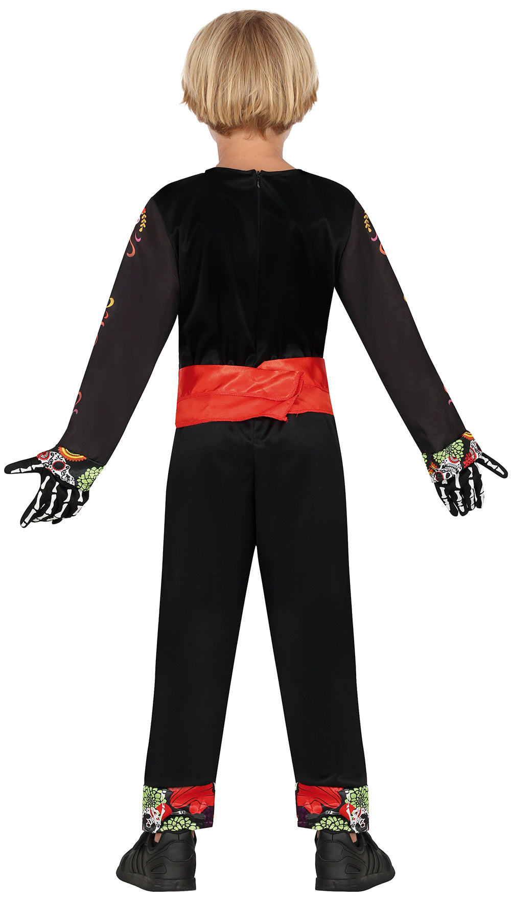 GP78303 – Skelett Fiesta Mexiko Halloween Kostüm – Größe: 98/104, 110/116, 128/134, 140/146 – Farbe: Schwarz