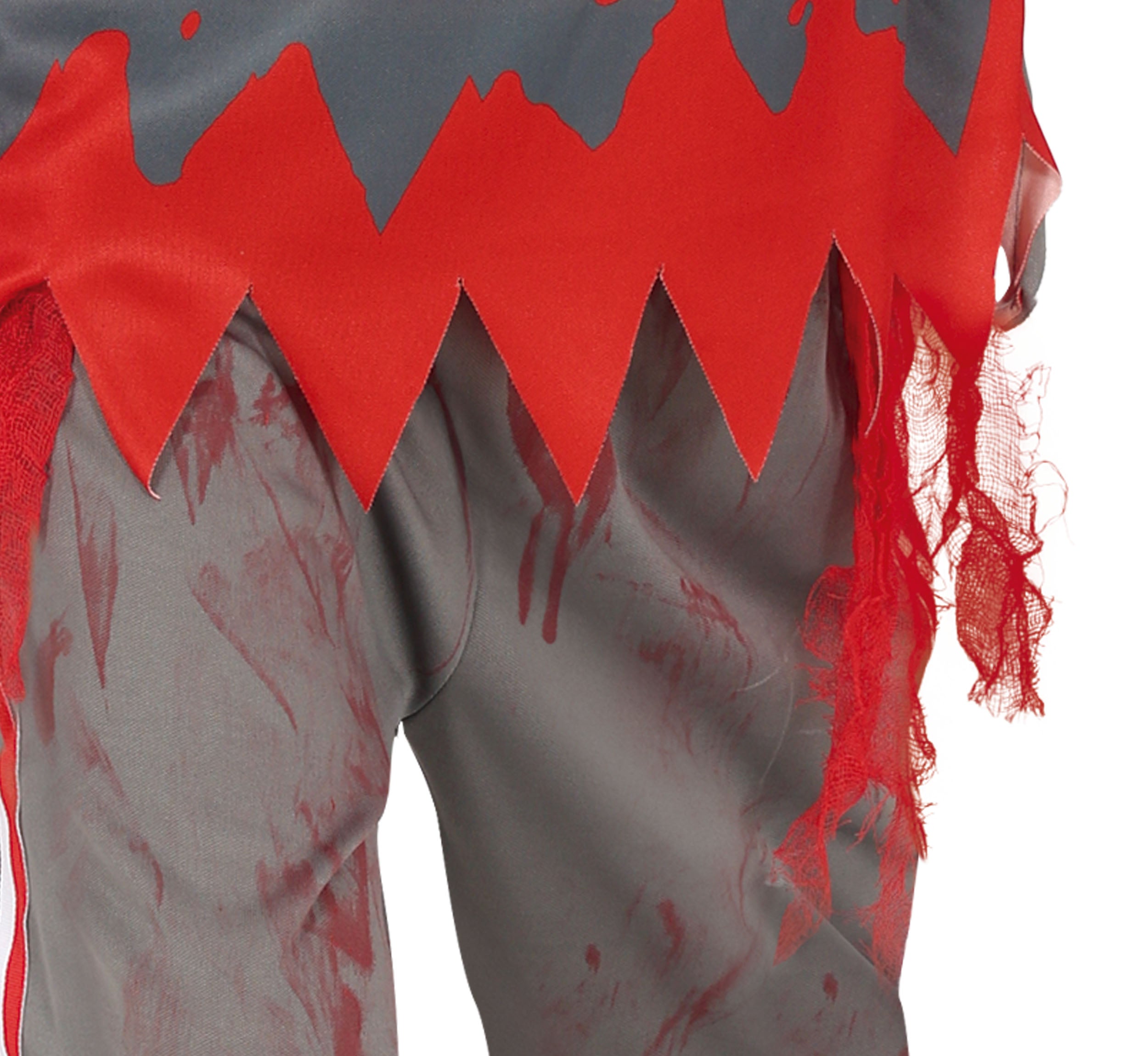 GP78307 – Zombie Halloween Kostüm Kinder Blutig Rot – Größe: 110/116, 128/134, 140/146 – Farbe: Grau