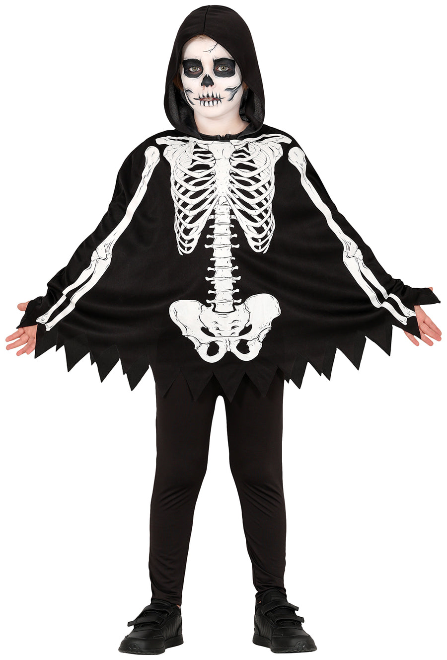 Skelett Poncho für Kinder 137 cm mit Kapuze