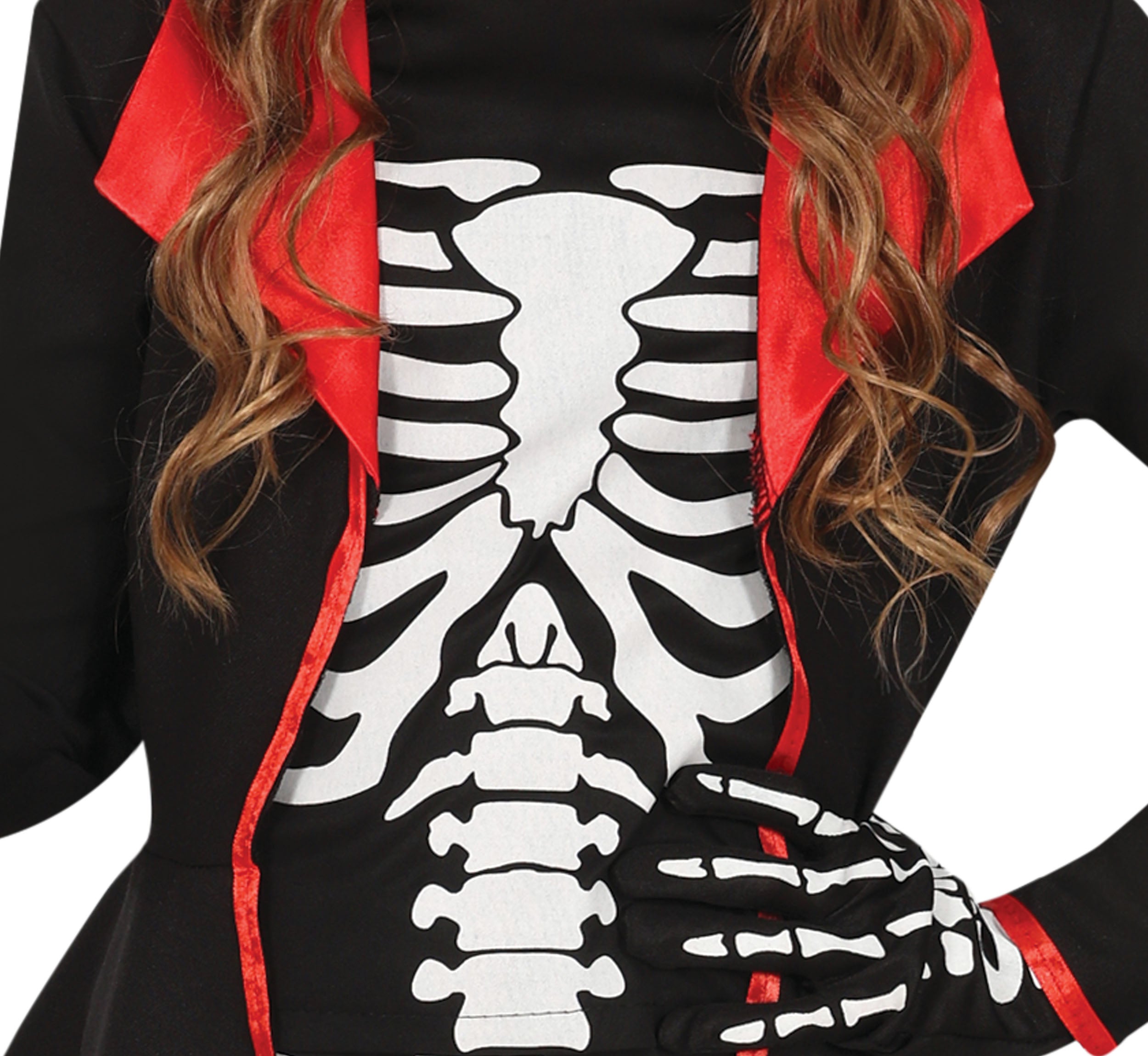 GP78319 – Skelett Halloween Kostüm Eleganter Zylinder – Größe: 98/104, 110/116, 128/134, 140/146 – Farbe: Schwarz