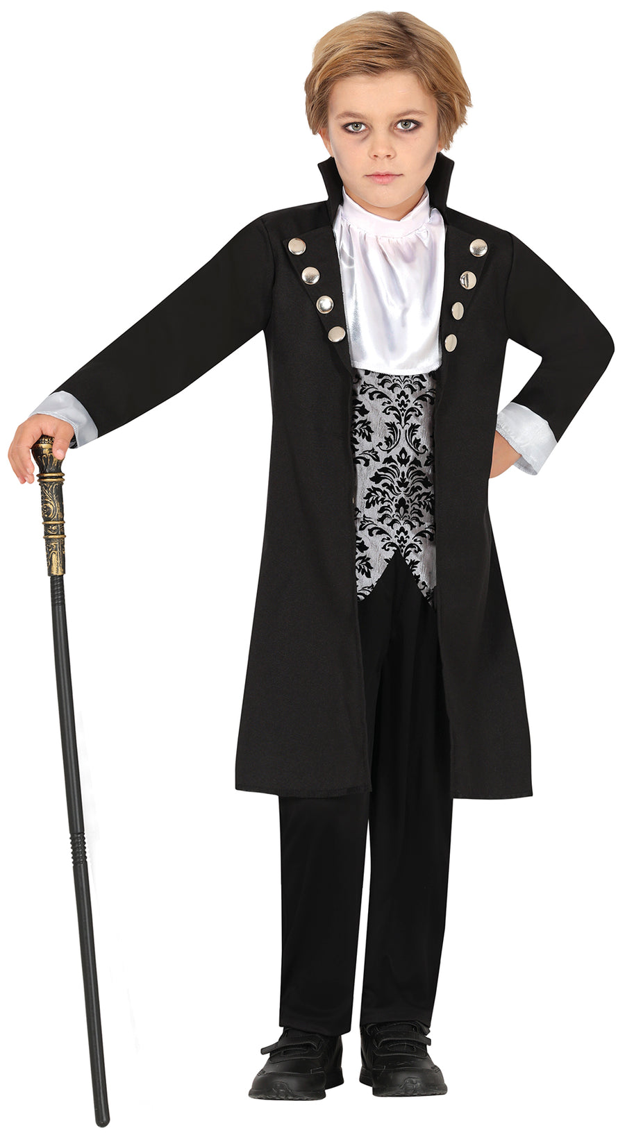 Vampir Kostüm für Jungen mit Jabot silber