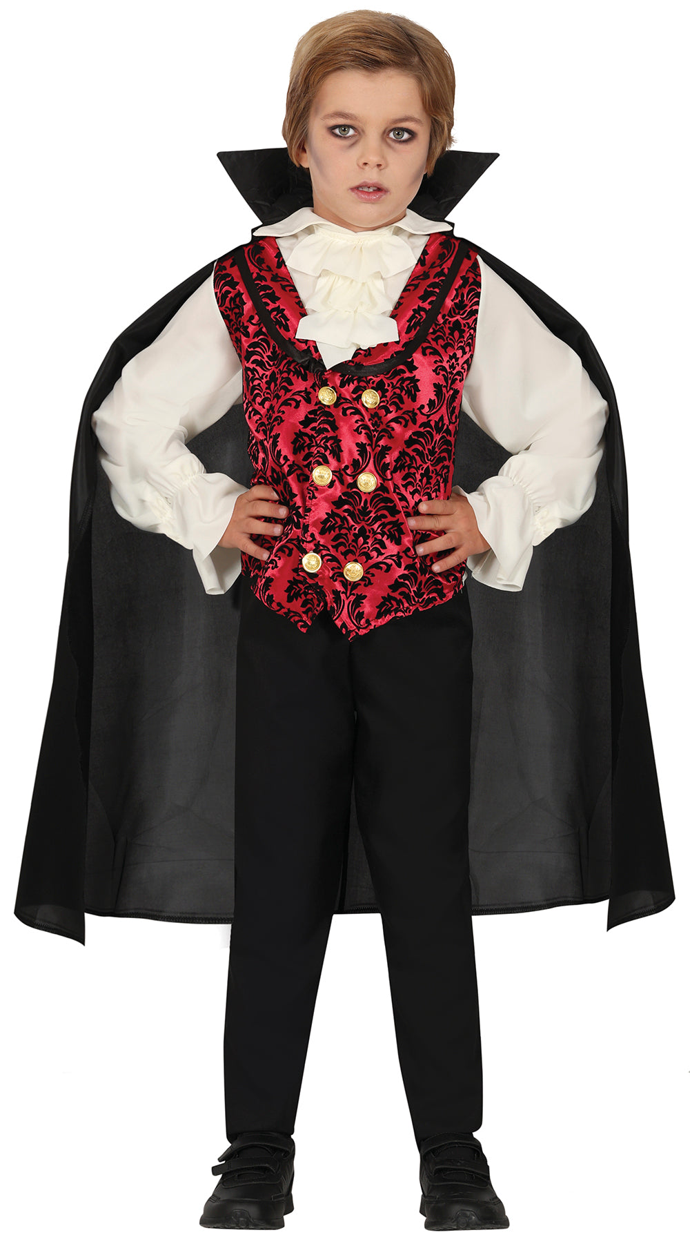 GP78339 – Vampir Graf Umhang Kostüm Kinder – Größe: 98/104, 110/116, 128/134, 140/146 – Farbe: Schwarz