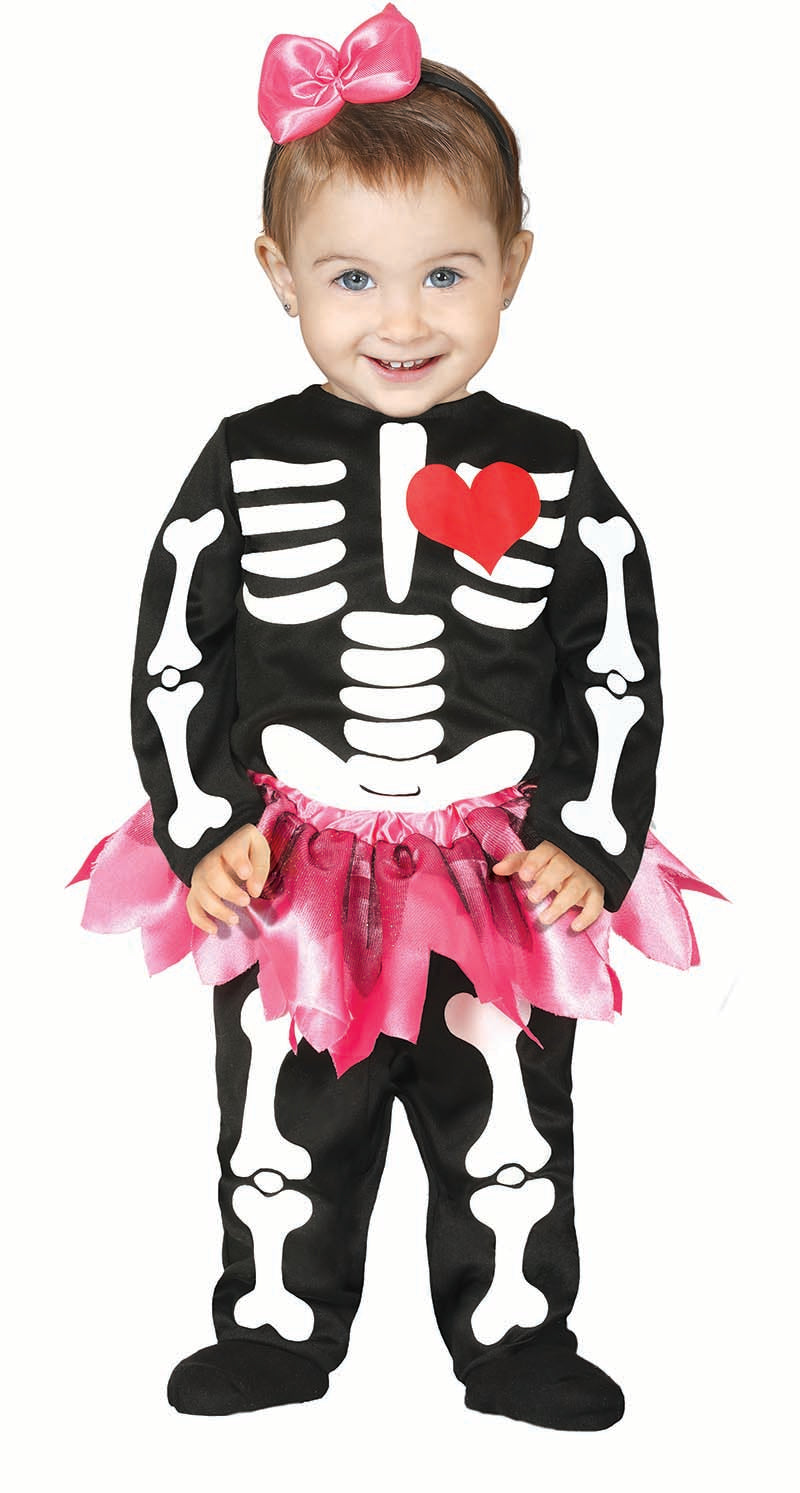 GP87650 – Halloween Skelett Tutu Jumpsuit Haarreif – Größe: 92/98 – Farbe: Schwarz