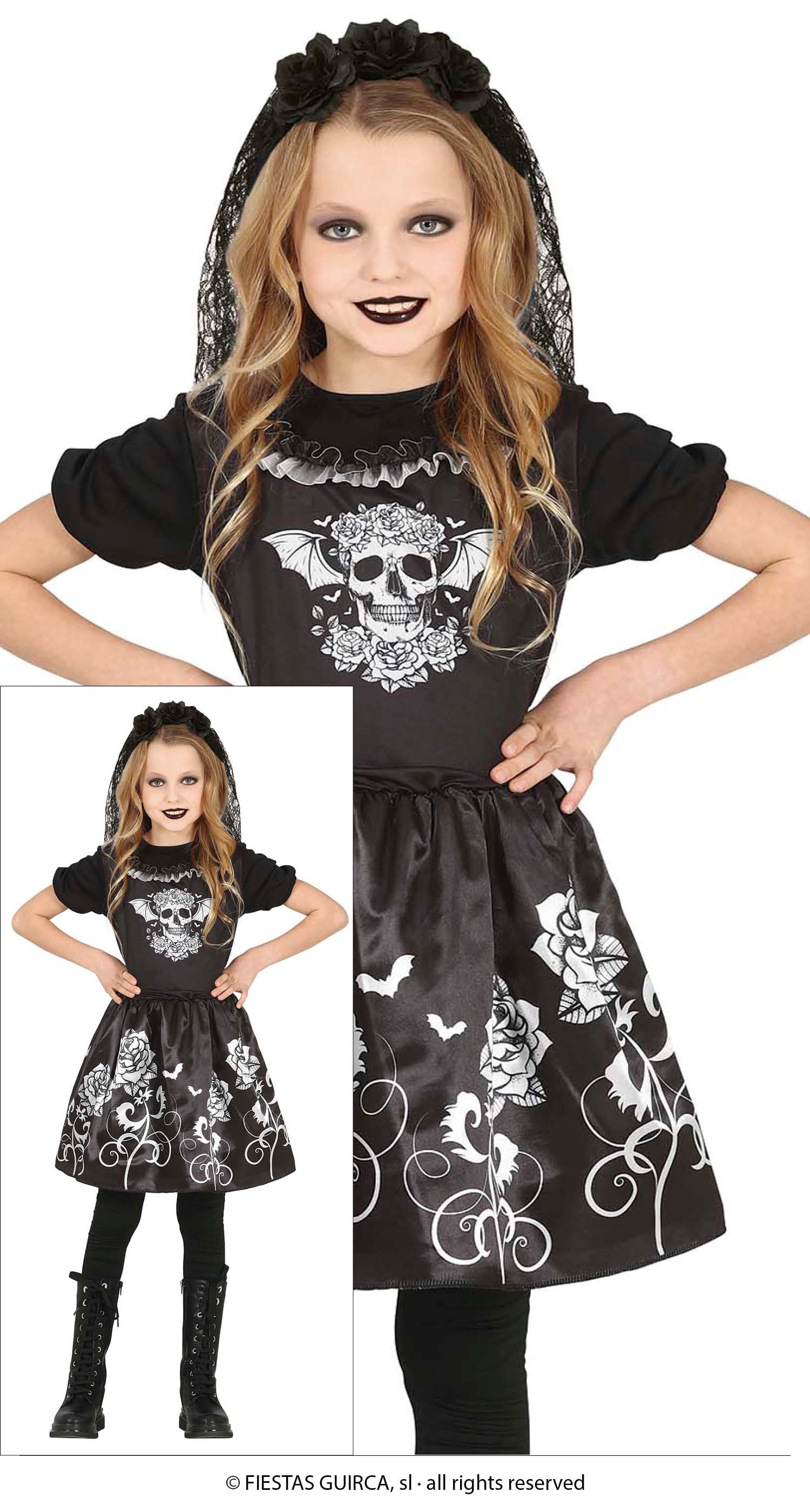 GP77645 – Halloween Skelett Tänzerin Kostüm – Größe: 98/104 – Farbe: Schwarz