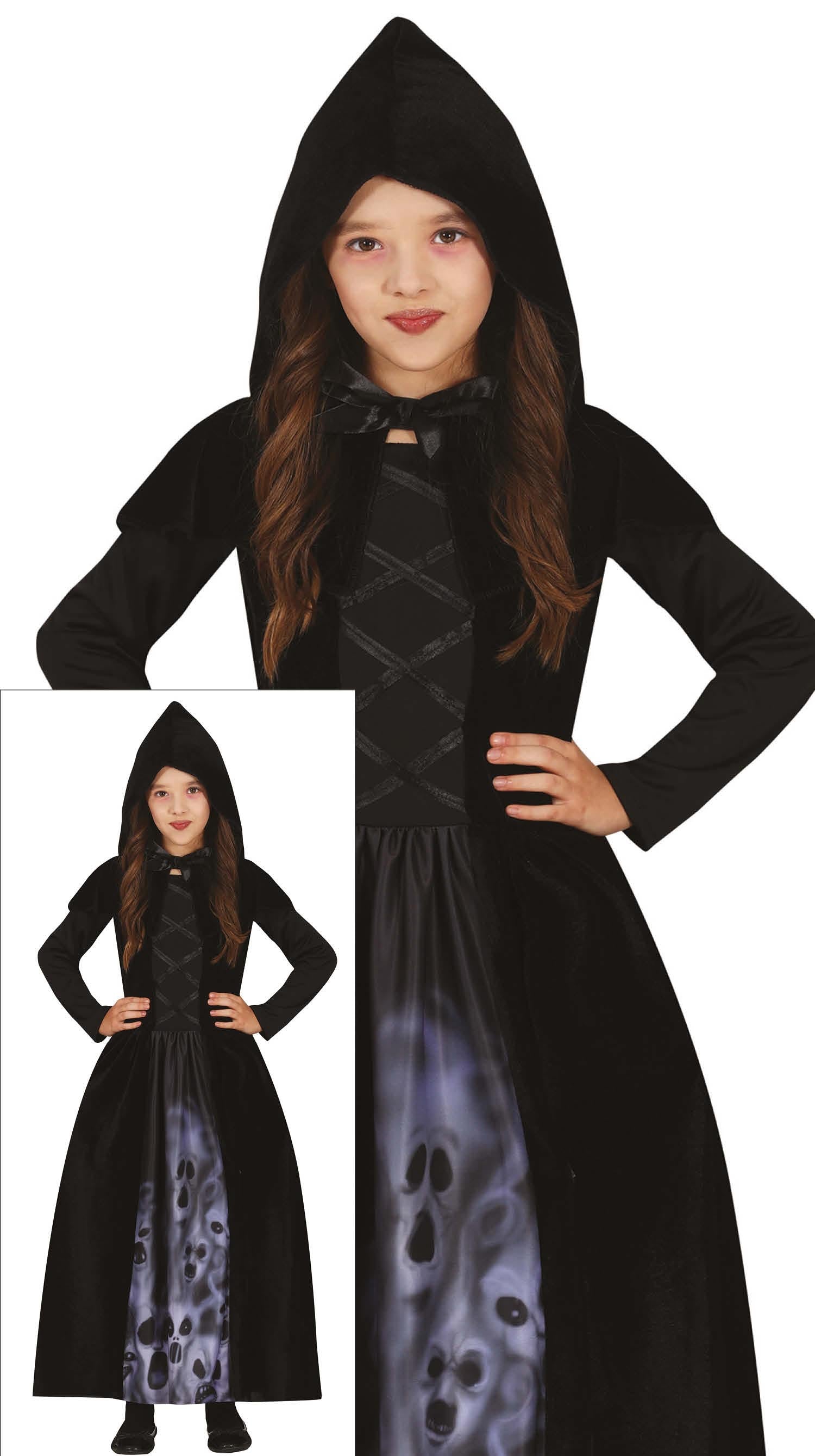 GP78064 – Halloween Hexe Zauberin Mantel Kostüm – Größe: 98/104 – Farbe: Schwarz
