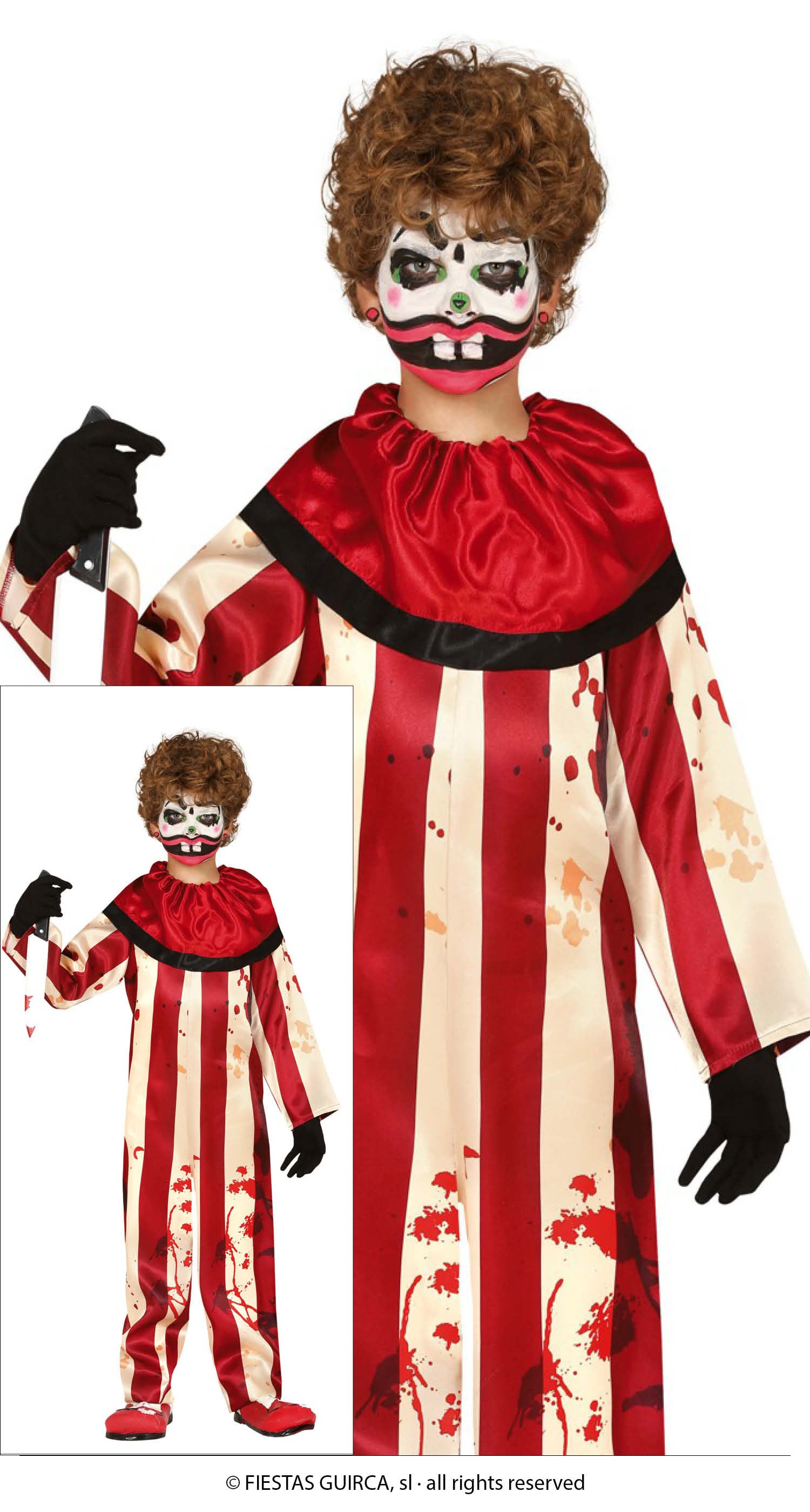 GP83460 – Clown Halloween Kostüm Für Kinder – Größe: 98/104 – Farbe: Rot