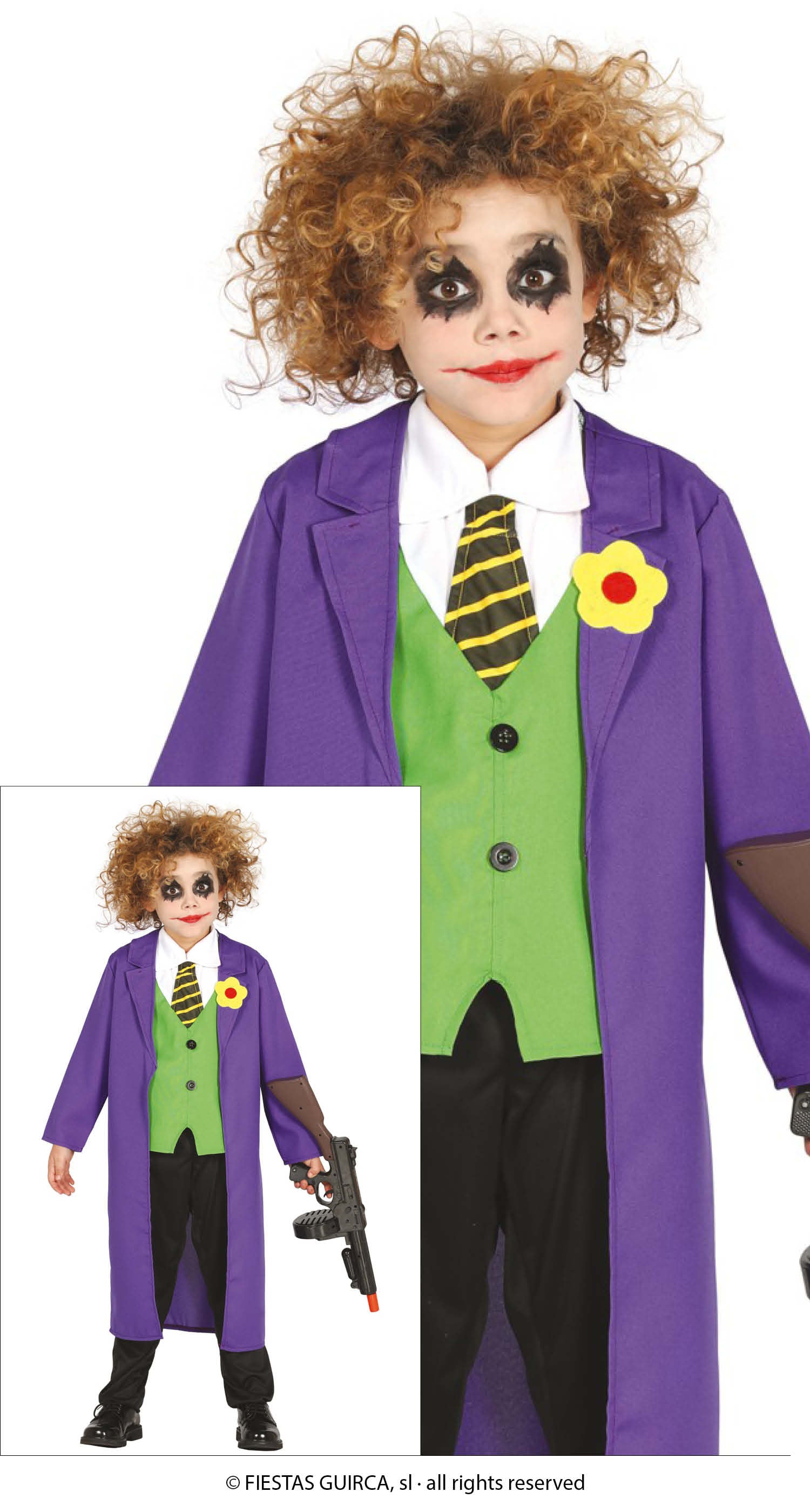 GP87322 – Mr Smile Halloween Abenteuer Held Kostüm – Größe: 98/104 – Farbe: Lila