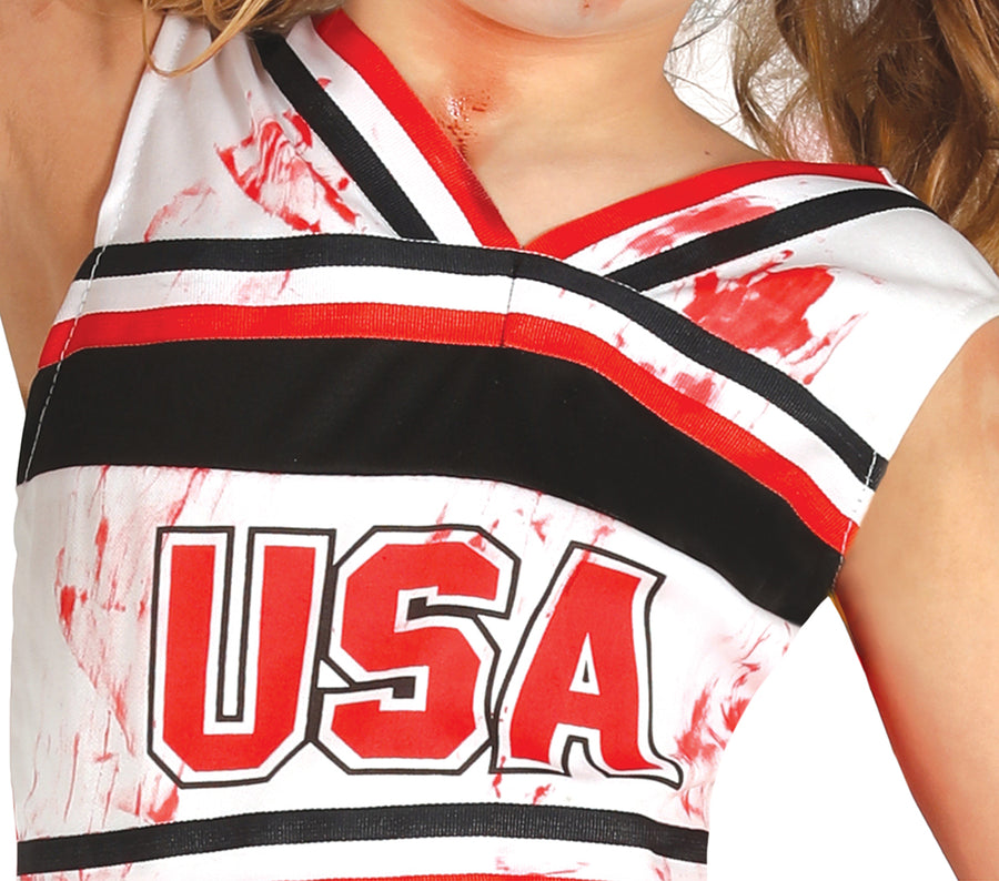 GP87355 – Zombie Cheerleader Halloween Kostüm Blutspritzer – Größe: 98/104 – Farbe: Rot, Ansicht 2
